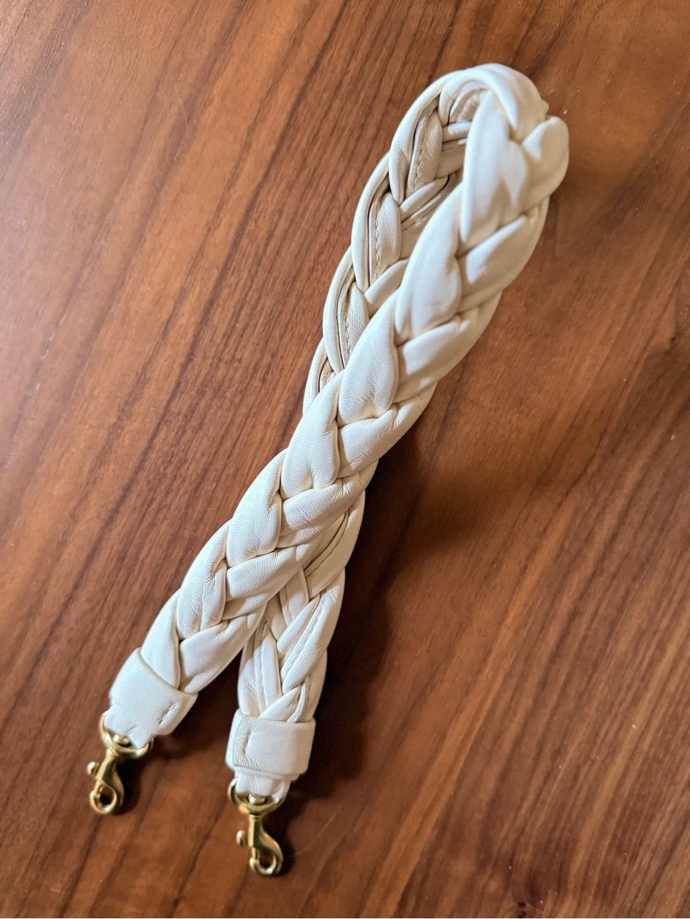 Clare V Braided Nappa Shoulder Strap in Cream - Picture 3 of 4